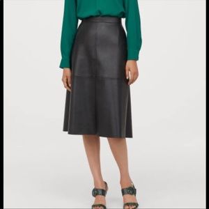 H&M Leather Midi Skirt